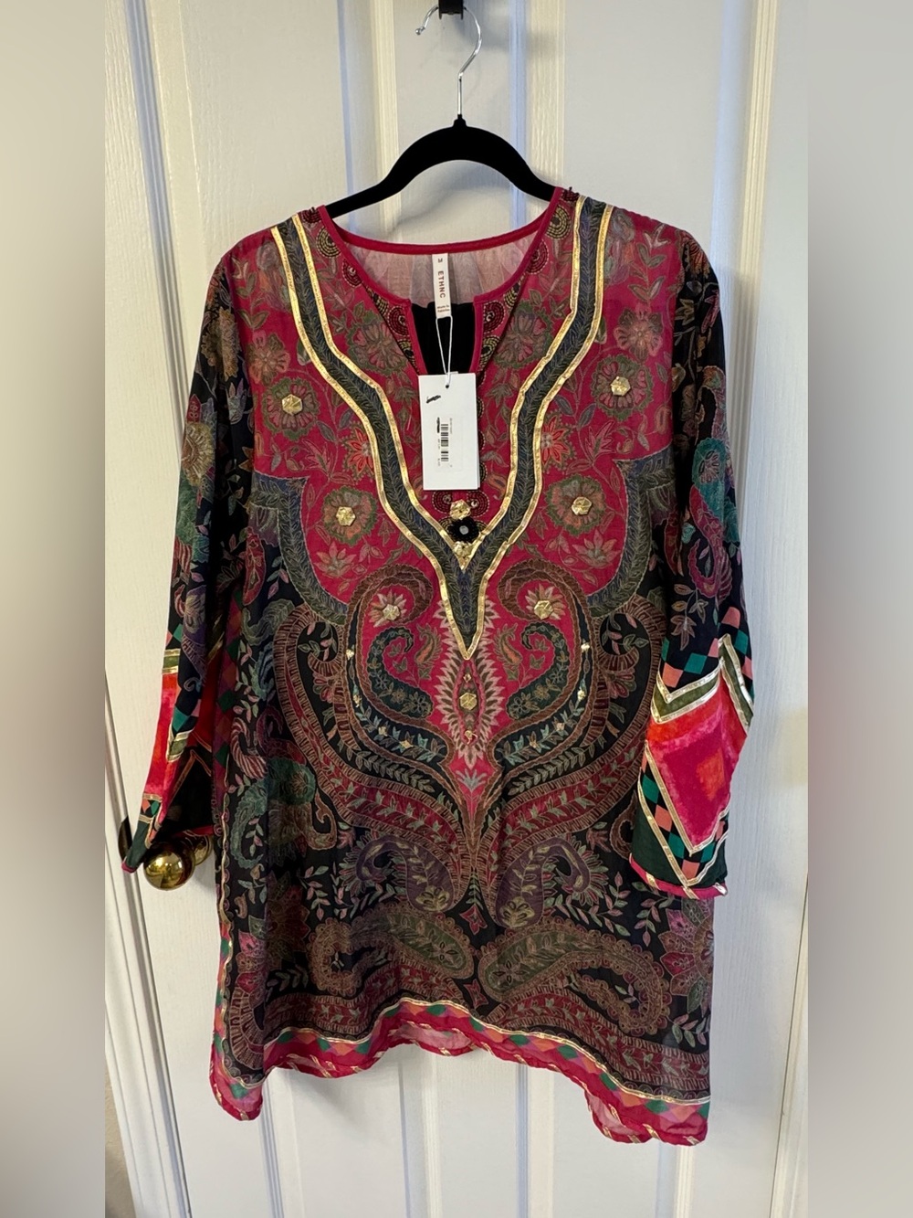 ETHNIC Tunic Top with pants in Burgundy and Black